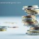 Euro coins. Euro money. Euro currency.Coins stacked on each other in different positions.