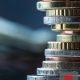 Euro coins. Euro money. Euro currency.Coins stacked on each other in different positions.